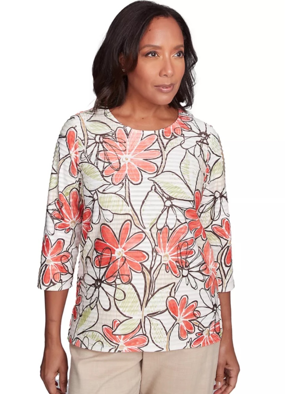 Alfred Dunner Catalina Island Floral Texture Top size XL